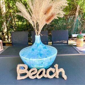 BEACH natural rope/cord accent plaque sign w coastal Mediterranean cottage vibe